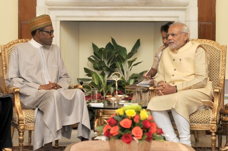 Prime Minister Narendra Modi and Nigerian President Muhammadu Buhari